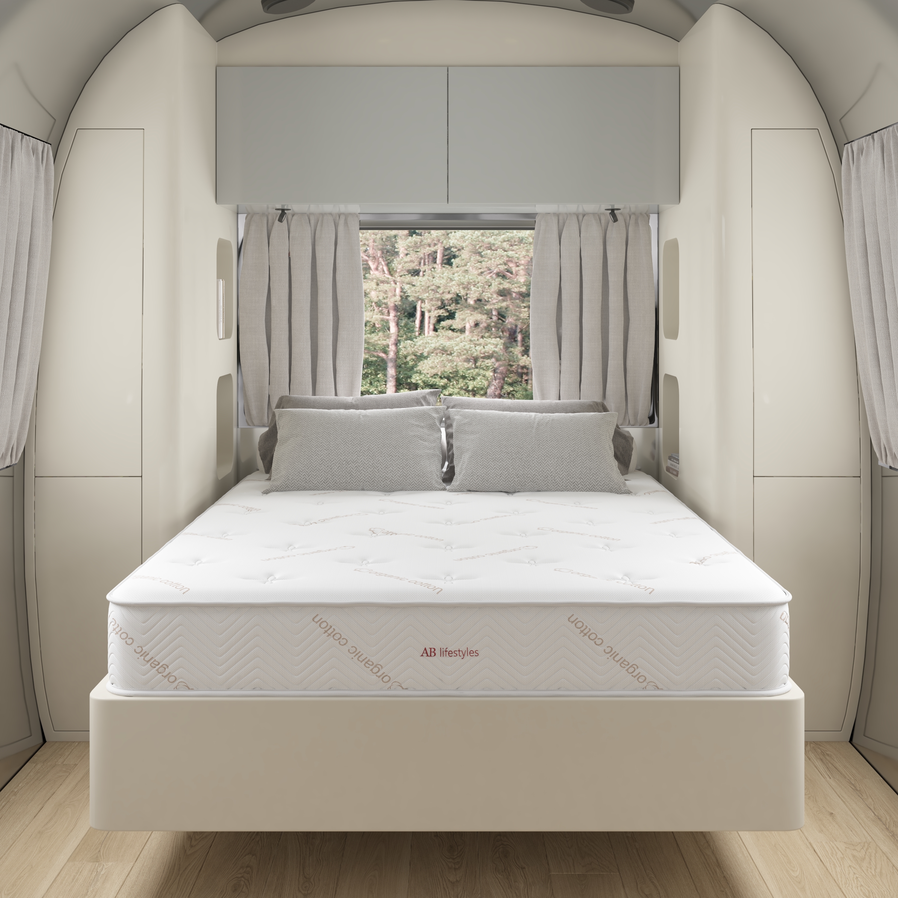 Mattress in airstream travel trailer