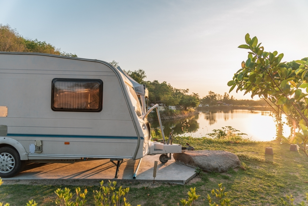 Camper at lake Camper at lake